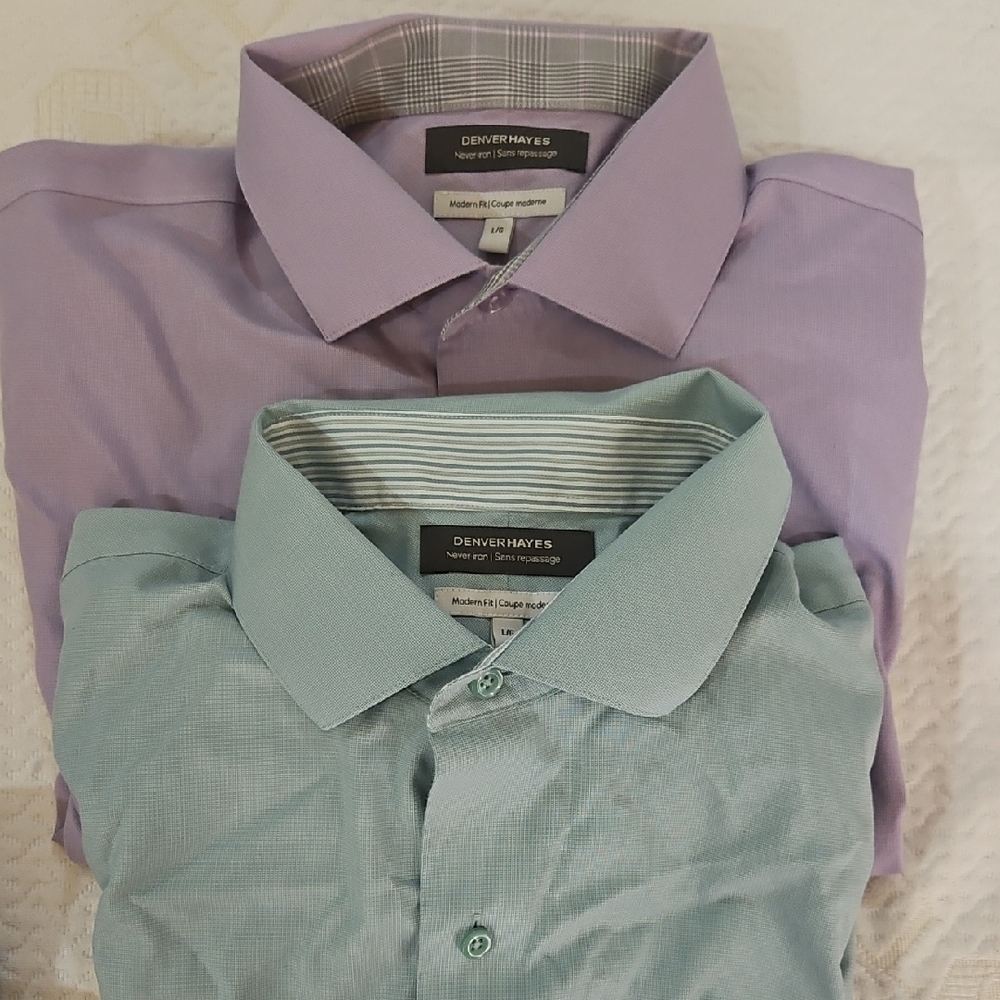 Denver Hayes Men's Lavender and Teal Dress Shirts Almost New!